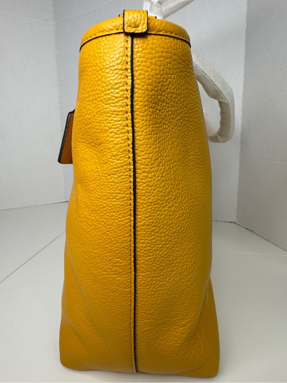 Coach Baseman Buddy Boy Mustard Yellow Leather Tote Bag Keychain And Wallet NWT - Picture 8 of 16